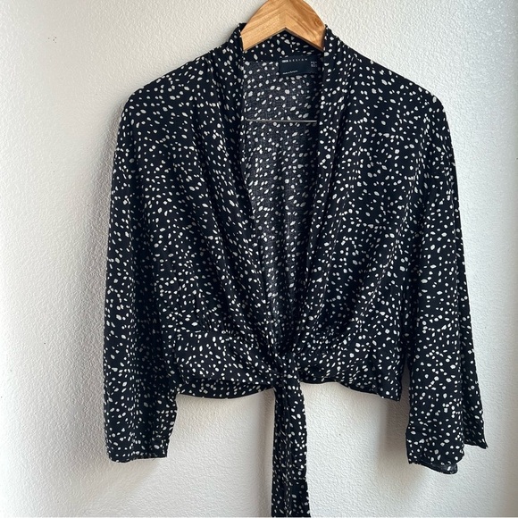 ASOS | Black and White Front Tie Wrap Top - Picture 3 of 8